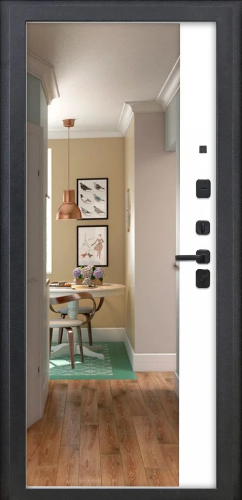 Входная дверь ДвериПРО Модель 3КЛ-1101 ФЛЗ-23 Веллуто бьянко DPRO228326 внутренняя сторона